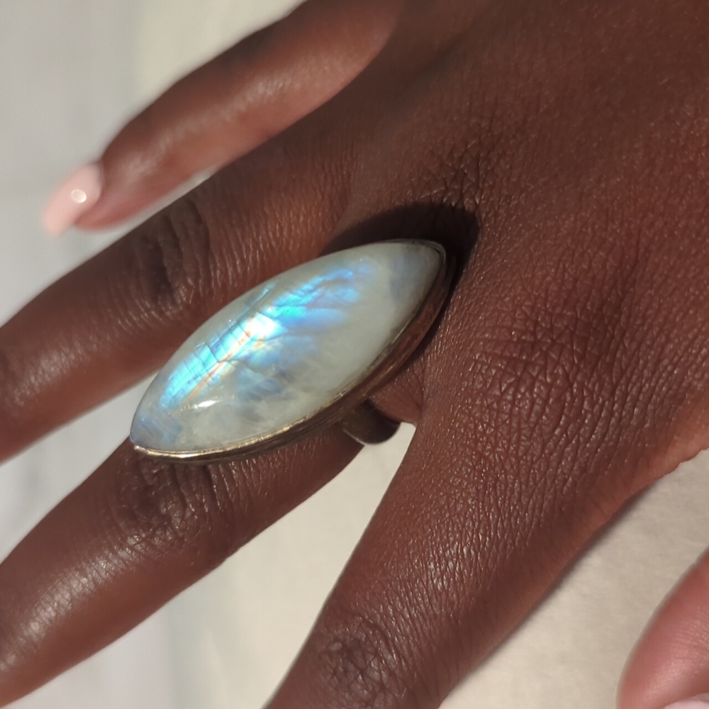925 & Moonstone ring - Picture 2 of 2